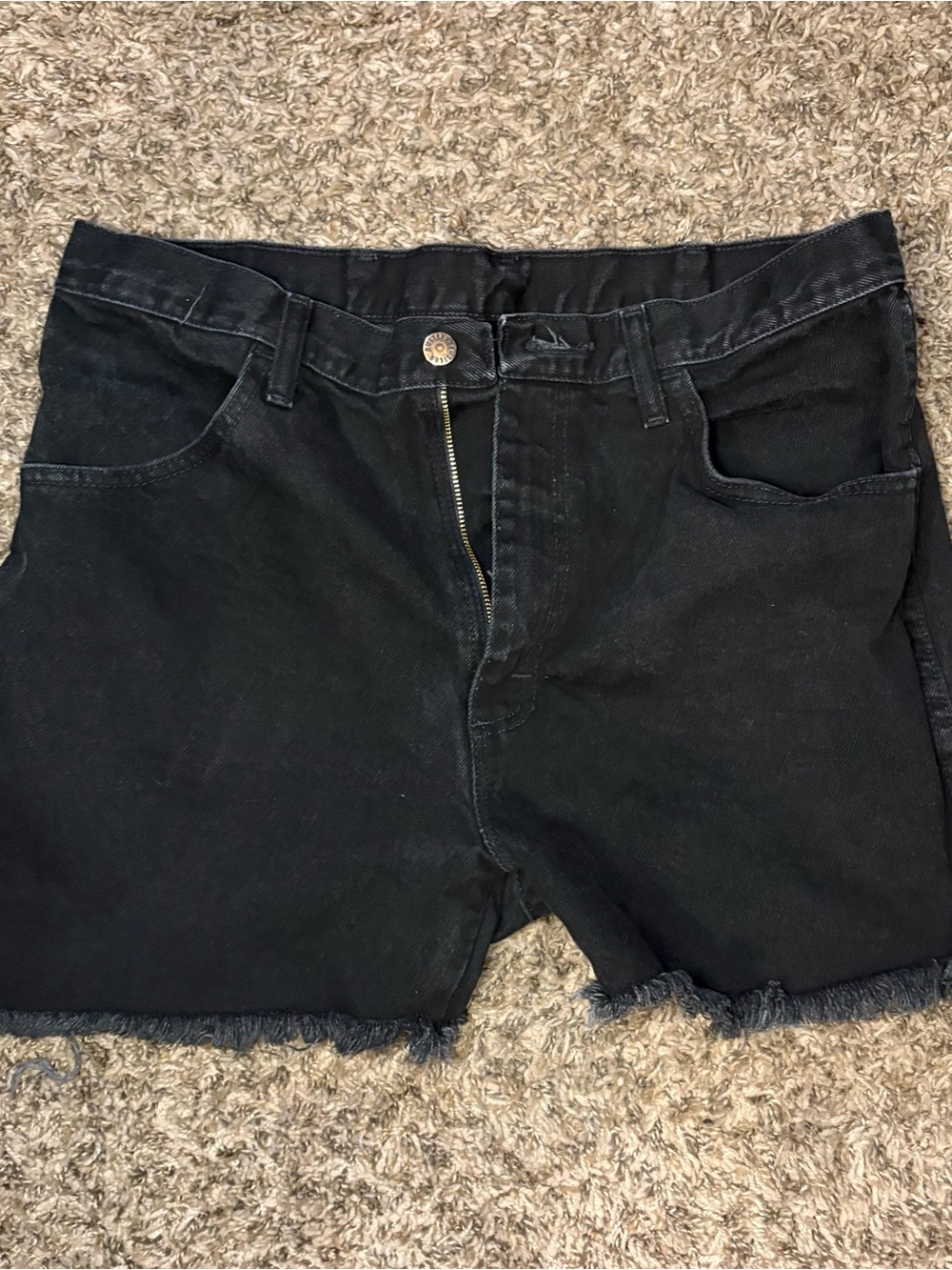 Rustler Black Denim Cutoff Shorts 100% Cotton